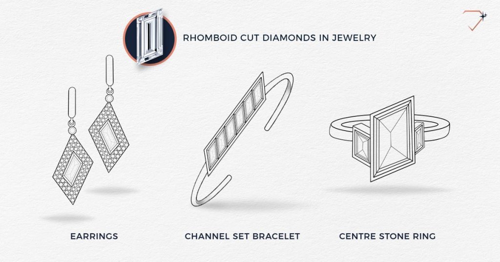 Rhomboid cut diamond in jewellery