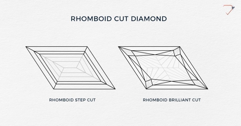 Rhomboid step cut and brilliant cut damond